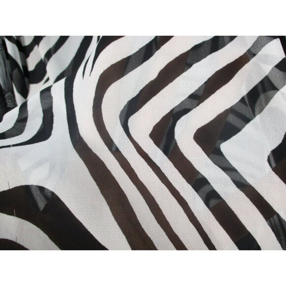 Jonathan Martin Black & White Floral Zebra Print Sheer Top Blouse XL - Picture 4 of 9